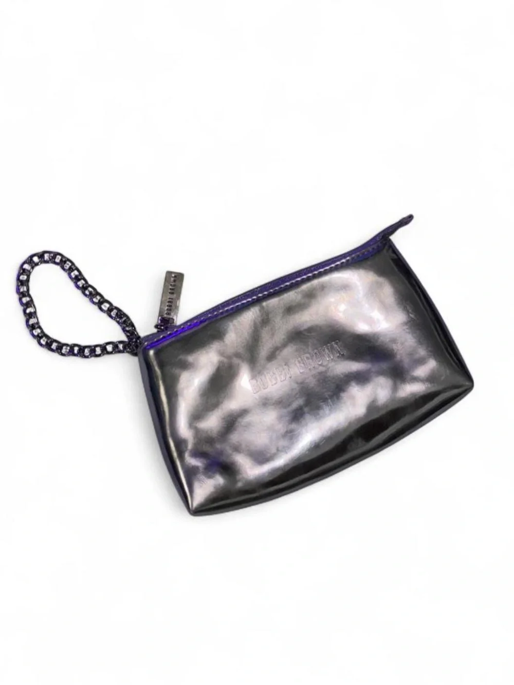 Bobbi Brown Metallic Silver Cosmetics Make Up Bag